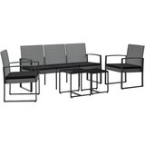  5-dijelni vrtni blagovaonski set s jastucima tamnosivi PP ratan | shoptok.hr