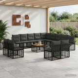  Set vanjskih sofa 14 kom. Crna i tamno siva Poliester | shoptok.hr