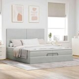 vidaXL Otomanski posteljni okvir z vzmetnicami siv 200x200cm žamet | Shoptok.si