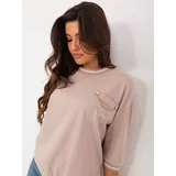 Fashion Hunters Beige casual women's blouse with decorative chain