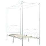 The Living Store Posteljni okvir z ogrodjem za baldahin bel kovinski 90x200 cm - Posteljni Okvir, (21491880) | Shoptok.si