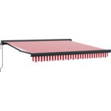 vidaXL Avtomatska retraktibilna tenda rdeče in bele črte 300x250 cm | Shoptok.si
