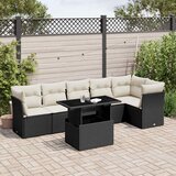 Maison Chic Seti vrtnega pohištva - Vrtna garnitura - Vrtni pohištvo set 7-delna z blazinami črn poli ratan, (21801181) | Shoptok.si