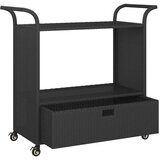 vidaXL Barski voziček s predalom črn 100x45x97 cm poli ratan | Shoptok.si