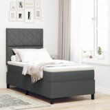 vidaXL Krevet s podnicom s madracem i LED tamno sivi 90x200 cm tkanina | shoptok.hr