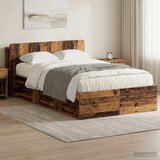  Okvir kreveta s pohranom s uzglavljem Staro drvo 120 x 200 cm | shoptok.hr