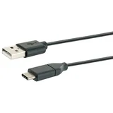 USB adapterski kabel 3.1 C vtikač / 2.0 A vtikač (1 m, Črne barve)