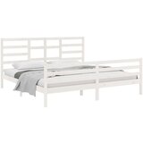  Posteljni okvir bel iz trdnega lesa 200x200 cm, (20684743) | Shoptok.si