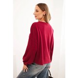 Kesi Włoski Women's sweatshirt with decorative finishing at the bottom red | Shoptok.si