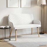  Dvosjed s nogama od punog drva 2-sjedalo Bijela Lanena tkanina | shoptok.hr