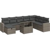 Maison Chic Seti vrtnega pohištva - Vrtna garnitura - Vrtni pohištvo set 9-delna z blazinami siv poli ratan, (21796601) | Shoptok.si