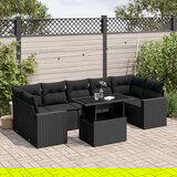 Maison Chic Seti vrtnega pohištva - Vrtna garnitura - Vrtni pohištvo set 8-delna z blazinami črn poli ratan, (21800610) | Shoptok.si