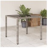 vidaXL Vrtni stol sa staklenom pločom sivi 90x90x75 cm od poliratana | shoptok.hr