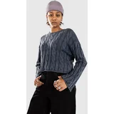 Mila Cable Knit Crop Pulover parisian night