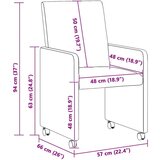 vidaXL Jedilni stoli s kolesom 2 pcs Temno siva 57 x 66 x 94 cm blago | Shoptok.si