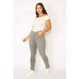 Şans Women's Plus Size Gray Lycra Skinny Jeans cene