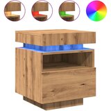 vidaXL Nočna omarica z LED lučkami artisan hrast 40x39x48,5 cm | Shoptok.si