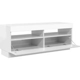 vidaXL TV omarica z LED lučkami visok sijaj bela 100x35x40 cm | Shoptok.si