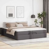 vidaXL Otomanski posteljni okvir z vzmetnicami siv 200x200cm um. usnje, (21607103) | Shoptok.si
