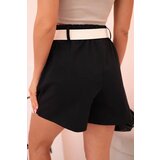 Kesi Włoski Women's high-waisted shorts with a belt black | shoptok.hr