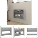 The Living Store Stenska omara za čevlje betonsko siva 80x18x60cm inženirski les - Stenska Omarica Za Čevlje, (21744415) Cene