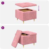  Otoman za pohranu s jastukom Ružičasta 60 x 60 x 45 cm Baršun - Ružičasta 60 cm Baršun | shoptok.hr