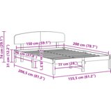 vidaXL Posteljni okvir z naslonom Bela 150x200 cm Trden les Bor | Shoptok.si