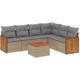  7-dijelni set vrtnih sofa od poliratana s jastucima bež Slike