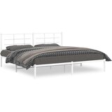  Metalni okvir za krevet s uzglavljem bijeli 200x200 cm | shoptok.hr