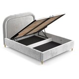 Maison de Rêve Svetlo siva oblazinjena zakonska postelja s prostorom za shranjevanje z letvenim dnom 160x200 cm Mija – | Shoptok.si
