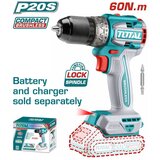 Total li-ion akumulatorska bušilica,bl, 20v, 60Nm,metalni futer 13mm, solo TDLI206021