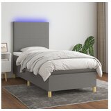  Box spring postelja z vzmetnico LED temno siva 100x200 cm blago | Shoptok.si