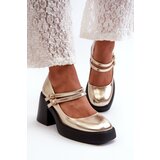 Kesi Eco-friendly leather pumps with chunky heels, gold Halmina Cijene
