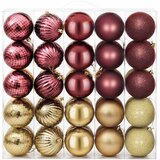  Set božićnih kuglica 50 kom. Zlatna i vinsko crvena 8 cm | shoptok.hr