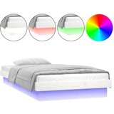 vidaXL LED Posteljni okvir bel 75x190 cm trden les, (20905454) Cene
