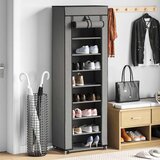 Ormarić za cipele s pokrovom od tkanine 57 x 29 x 162 cm sivi | shoptok.hr