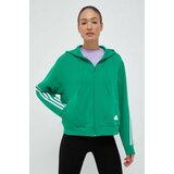 Adidas Dukserica za žene, boja: zelena, s kapuljačom, s aplikacijom | shoptok.hr