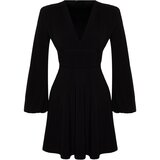 Trendyol Black V Neck Knitted Dress Cene
