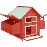 vidaXL Kokošnjak rdeč in bel 152x96x110 cm trdna borovina | Shoptok.si