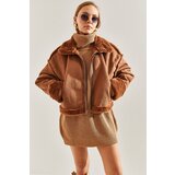 Bianco Lucci Women's Shearling Side Pockets Welt Suede Coat | Shoptok.si