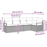  Vrtna sedežna garnitura 5 pcs Siva Poly ratan, (5000063197) | Shoptok.si