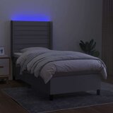  Krevet box spring s madracem LED svjetlosivi 100x200 cm tkanina | shoptok.hr