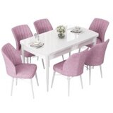 Hanah home set trpezarijski sto i 6 stolica nef white pink | ePonuda.com