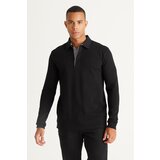ALTINYILDIZ CLASSICS Men's Black Slim Fit Narrow Cut Polo Neck Cotton T-Shirt cene