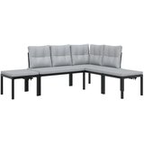  4-dijelni set vrtnih sofa s jastucima čelik obložen prahom crni | Eponuda.com