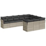 Maison Chic Seti vrtnega pohištva - Vrtna garnitura - Vrtni pohištvo set 10-delna z blazinami sv. siv poli ratan, (21817208) | Shoptok.si