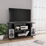 Furnova TV omarica s kolesci črna 80x40x45 cm inženirski les, (21924151) Cene