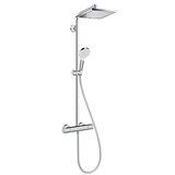 Hansgrohe Crometta E 240 Chrome tuš sistem usponski sa termostatskim mešačem, ručnim tuš setom i četvrtastim nadglavnim tušem 27271000 | ePonuda.com