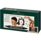Marker obostrani Pitt artist 5boja Portrait india ink Faber Castell 162009 sortirano | shoptok.hr