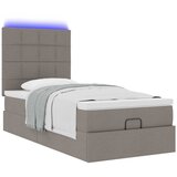  Otomanski krevet s madracem i LED smeđesivi 90x200 cm tkanine | Eponuda.com